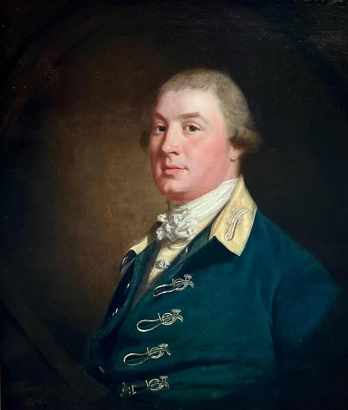 Porträt eines britischen Offiziers – Painting von Thomas Beach