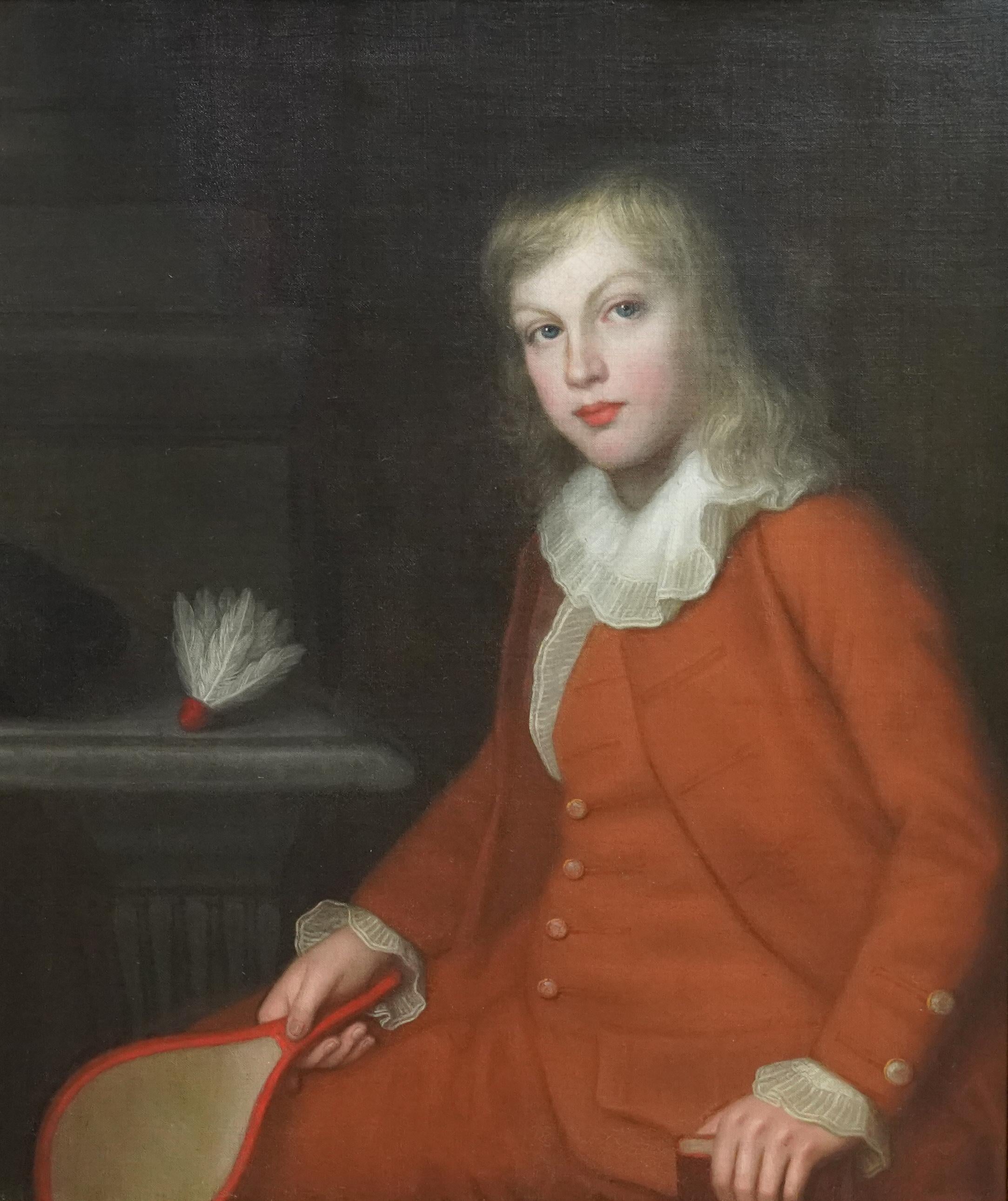 Portrait of Robert Monypenny with Racket - British 18th century art oil painting For Sale 6