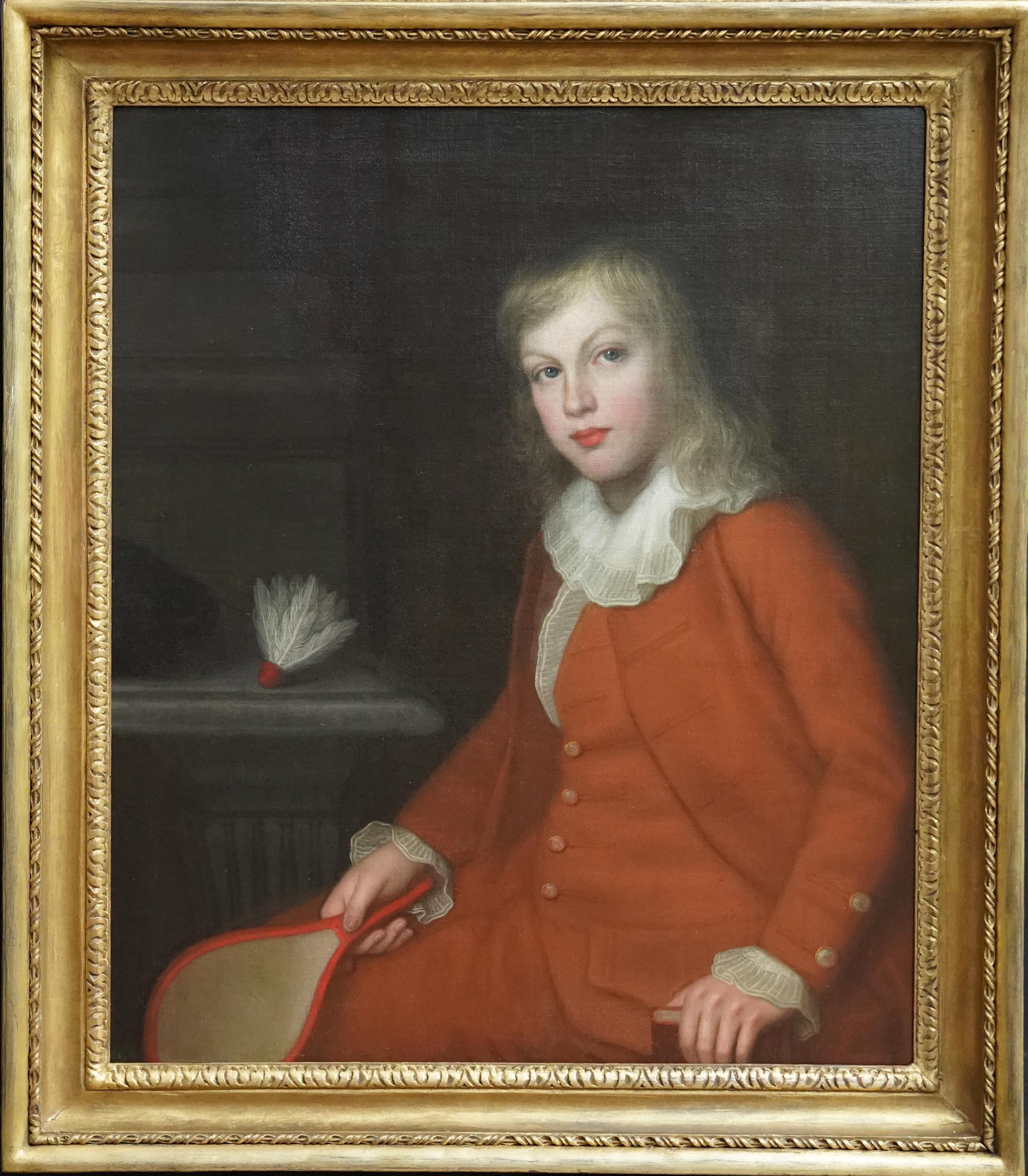 Thomas Beach Portrait Painting – Porträt von Robert Monypenny mit Racket – britisches Ölgemälde aus dem 18. Jahrhundert