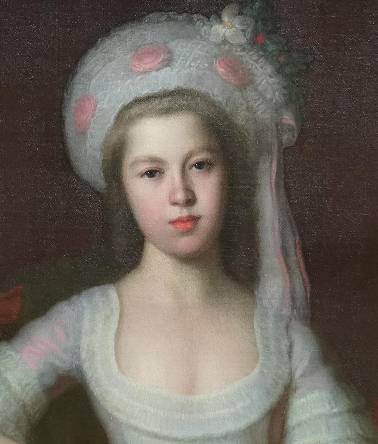 Diese schöne britische 18. Jahrhundert Altmeister Porträt Ölgemälde ist  auf die Art und Weise von Thomas Beach zurückgeführt. Die Darstellerin ist Silvestra Monypenny, als sie etwa 12 Jahre alt war. Sie ist die einzige Tochter von James Monypenny