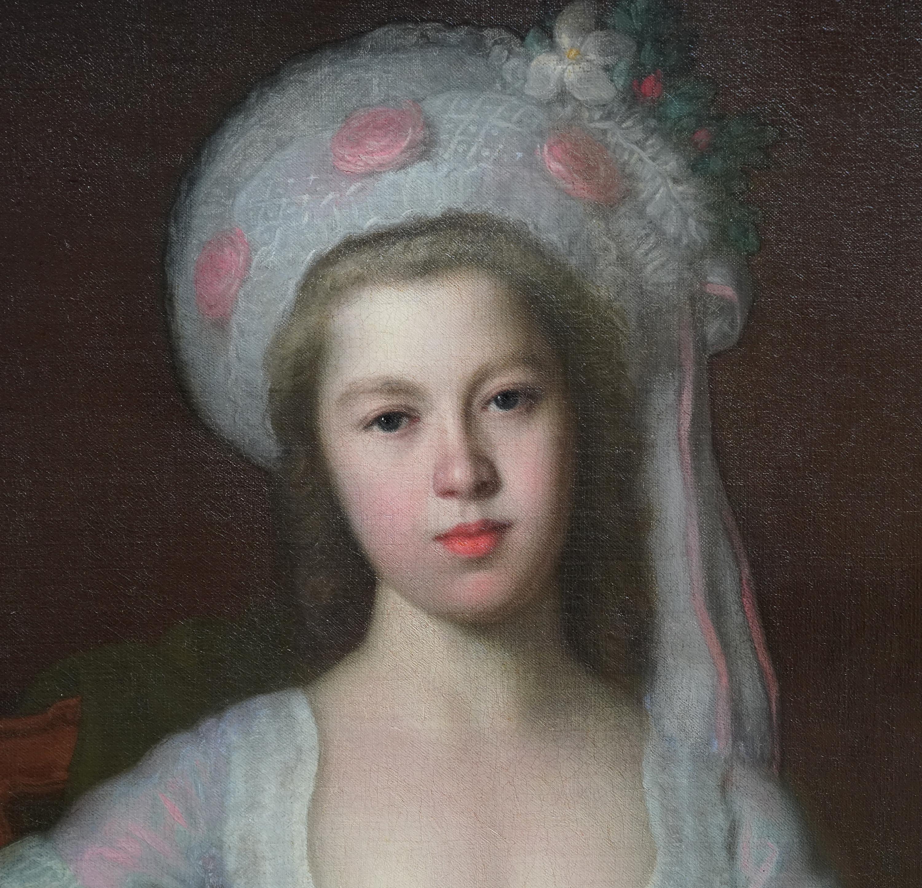 This lovely British 18th century Old Master portrait oil painting is  attributed to the manner of Thomas Beach. The sitter is Silvestra Monypenny when she was about 12. She is the only daughter of James Monypenny of Maytham estate and sister to