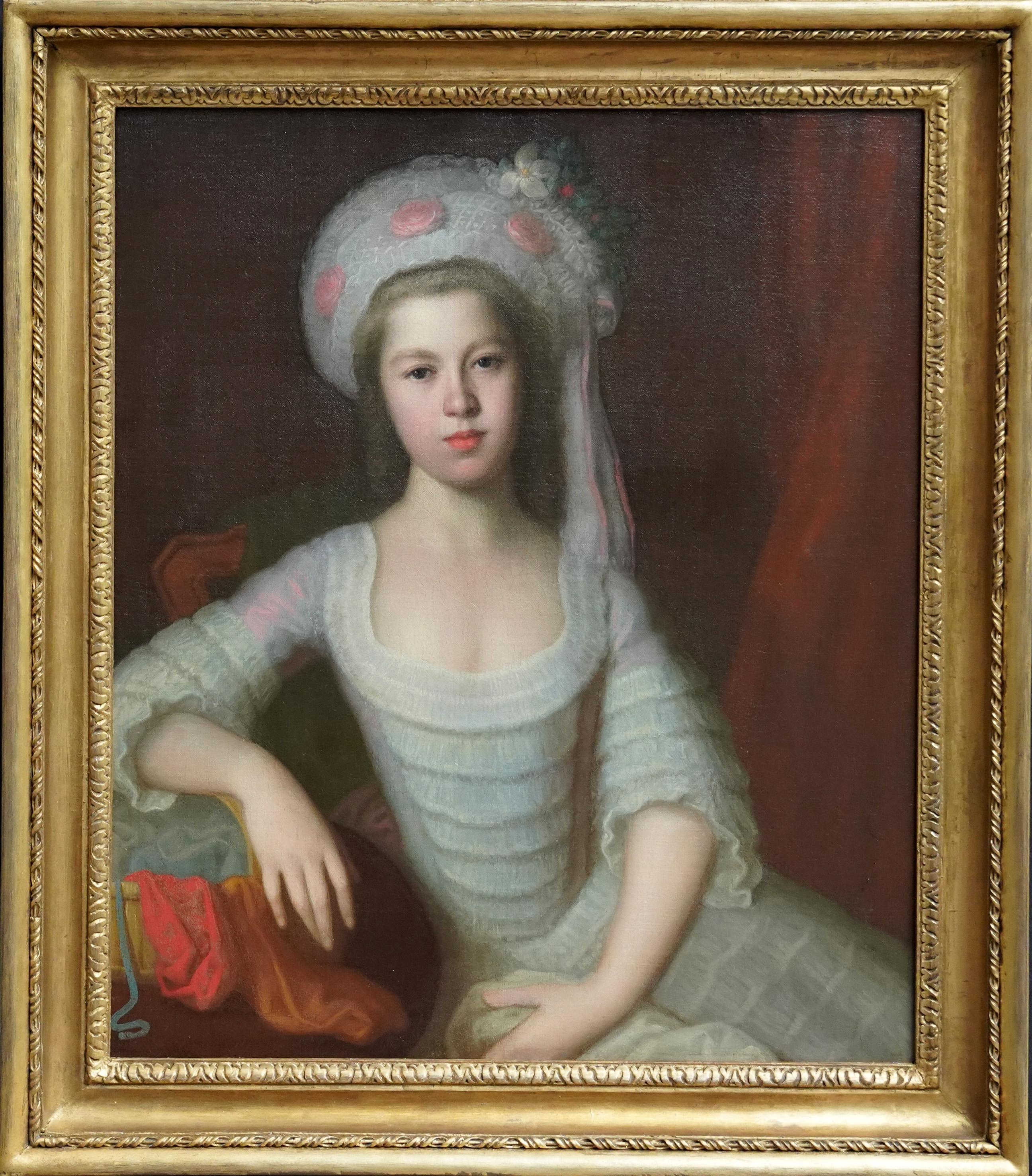 Thomas Beach Portrait Painting – Porträt von Silvestra Monypenny – britisches Ölgemälde einer weiblichen Figur aus dem 18. Jahrhundert