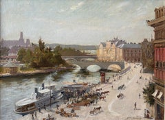 Thomas Benjamin Kennington, British Impressionist oil painting, the Seine, Paris