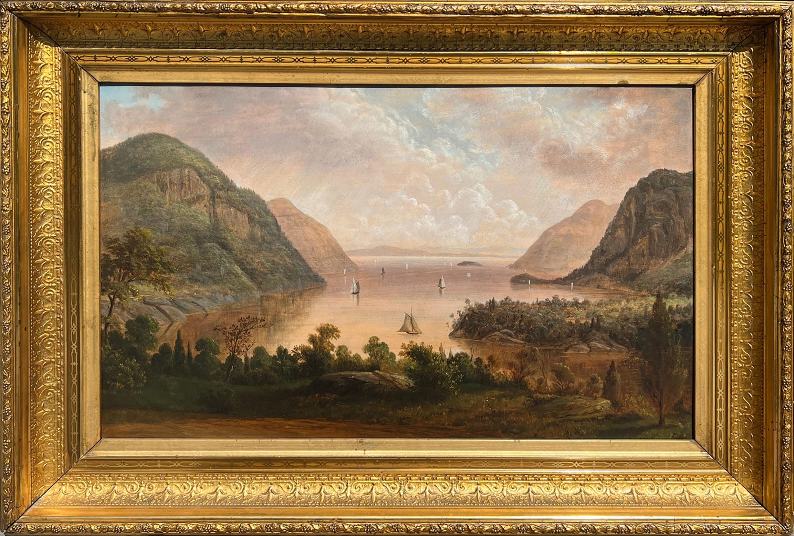 Thomas Benjamin Pope Landscape Painting – Highlands - Hudson River von West Point aus von Thomas B. Pope (Amerikaner, 1834-1891)
