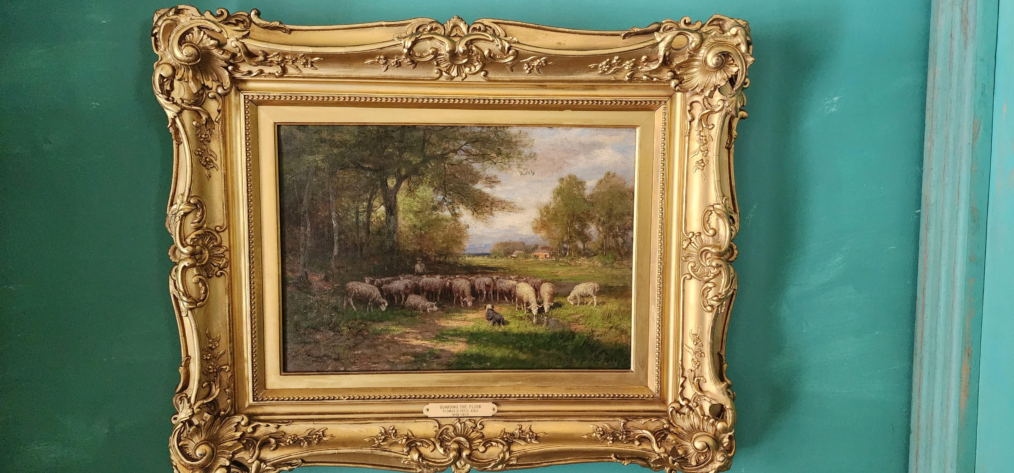 Guarding the Sheep - Painting by Thomas Bigelow Craig 