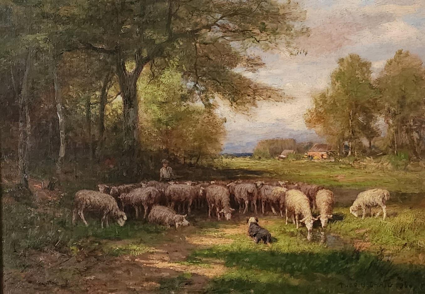 Thomas Bigelow Craig  Animal Painting - Guarding the Sheep