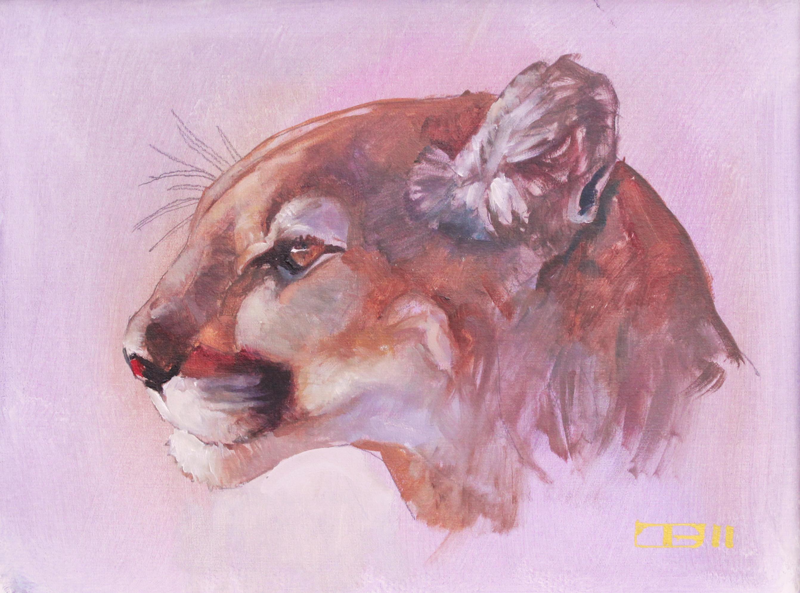 Cougar Profile - Realist Painting by Thomas Blackshear II