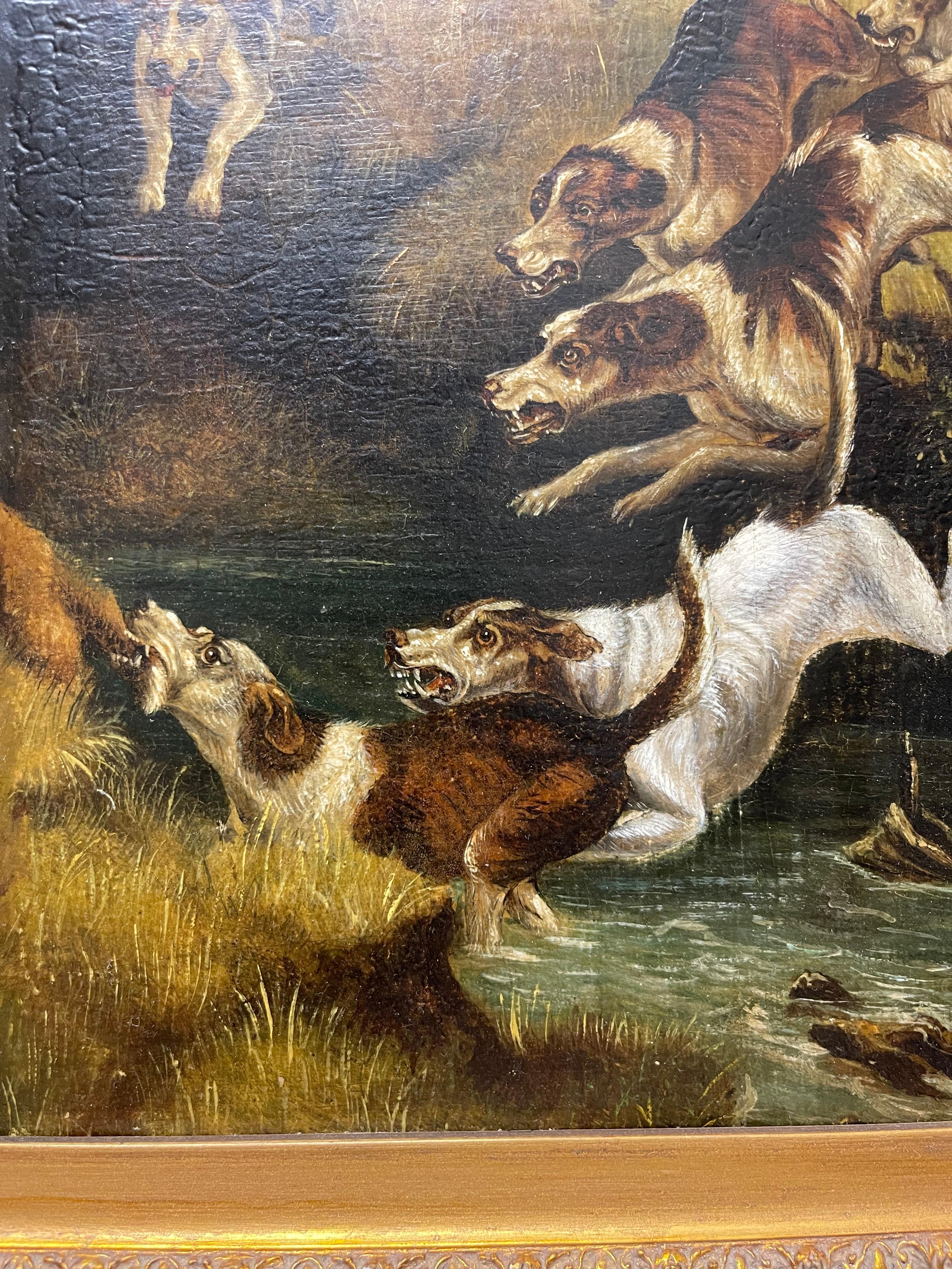 Wood Thomas Blinks (British, 1853-1910) Hounds Chasing A Hunt. Circa 1890 For Sale