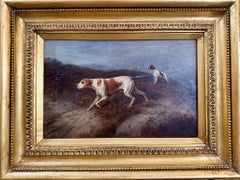 20th century English Pointers, dogs in a Moorland landscape at Point