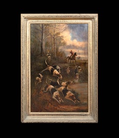 The Hounds In Full Cry, 19th Century  attributed to Thomas BLINKS (1860-1912)  L