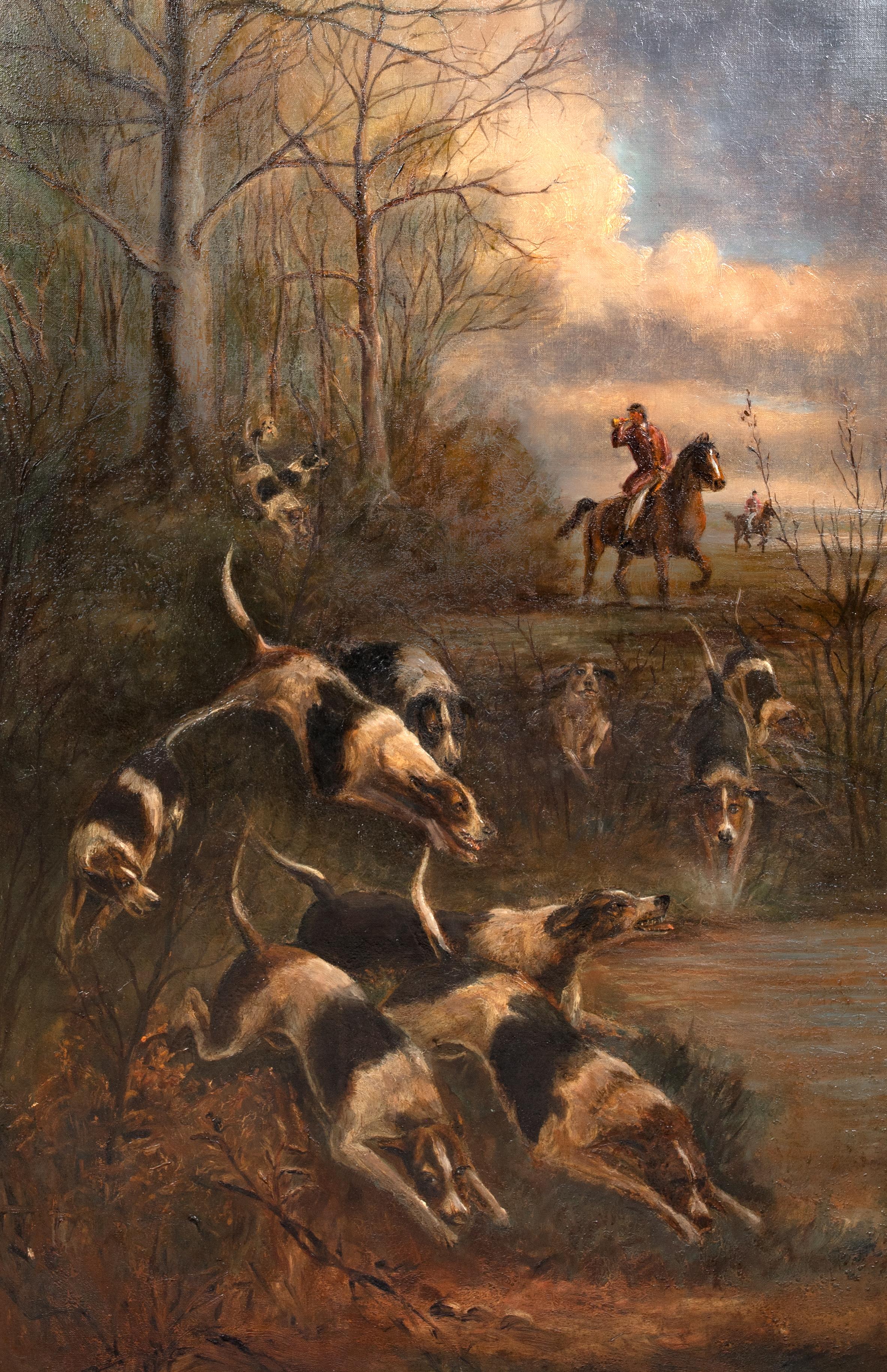 The Hounds In Full Cry, 19th Century

attributed to Thomas BLINKS (1860-1912)

Large 19th Century English Hunting scene of the hounds in full cry, oil on canvas attributed to Thomas Blinks. Superb large scale hunting scene circa 1890 typical of