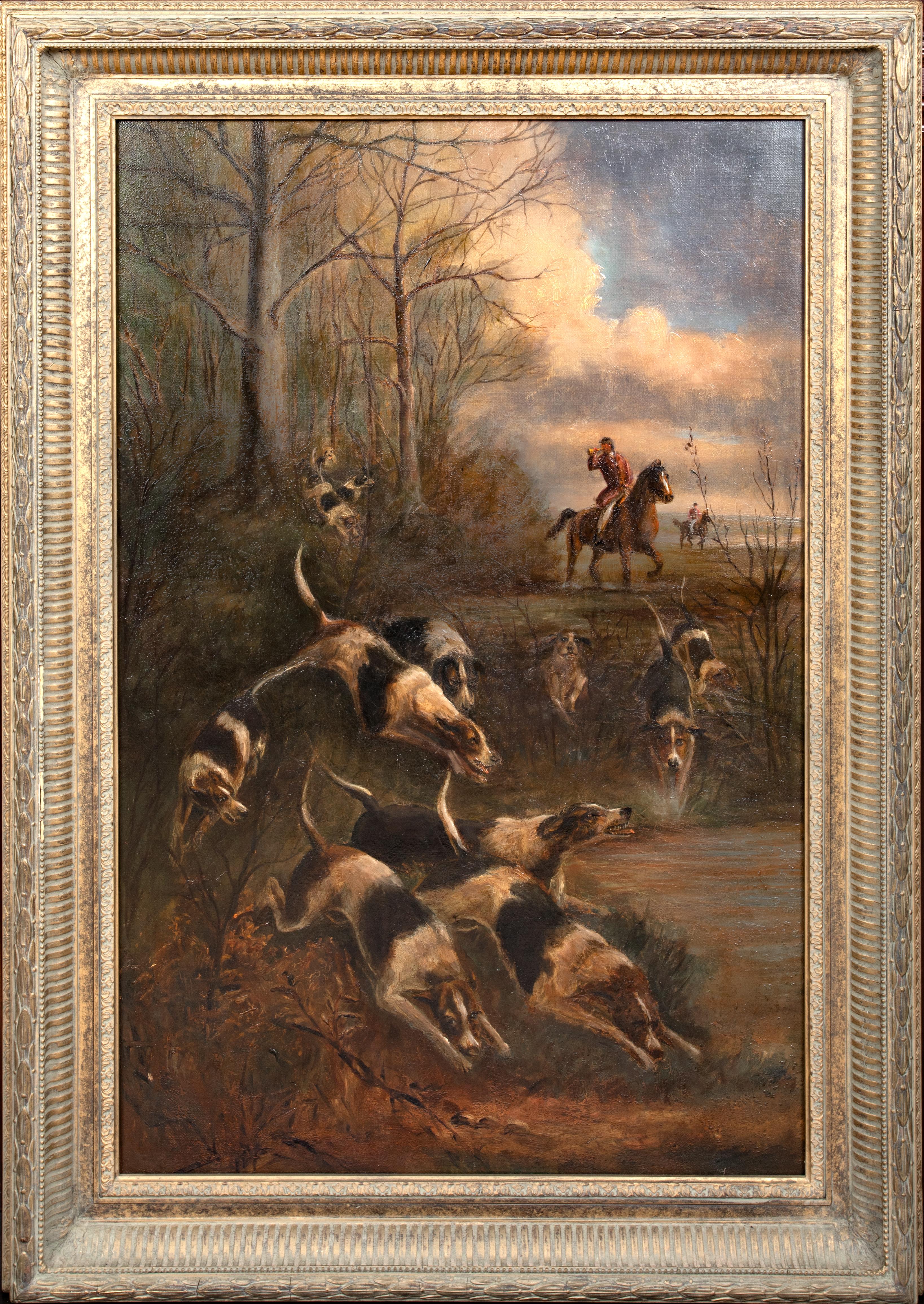 Thomas Blinks Portrait Painting - The Hounds In Full Cry, 19th Century  attributed to Thomas BLINKS (1860-1912)  L