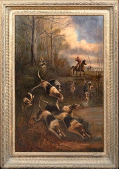 The Hounds In Full Cry, 19th Century  attributed to Thomas BLINKS (1860-1912)  L