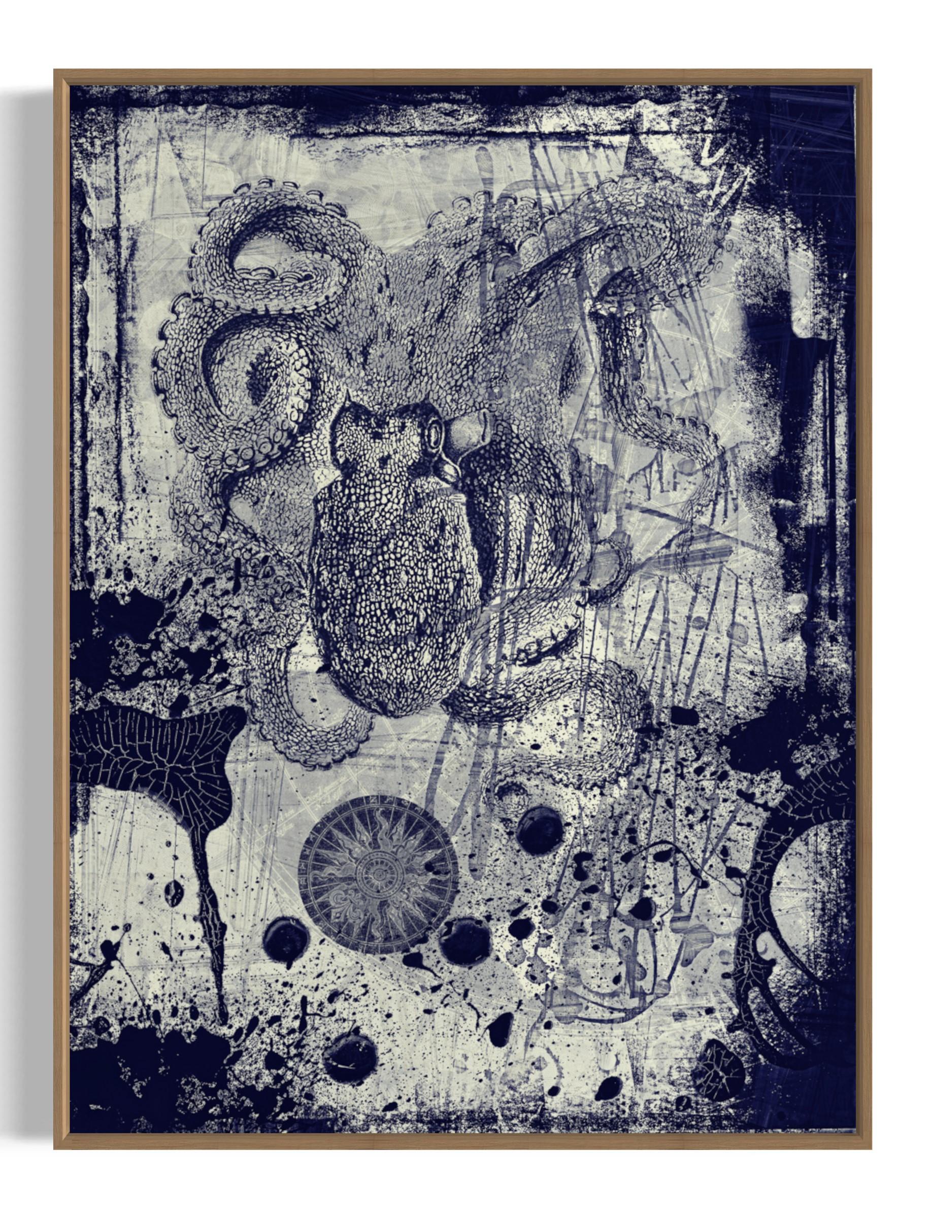 Octopus in seiner eigenen Tinte – Mixed Media Art von Thomas Bollinger