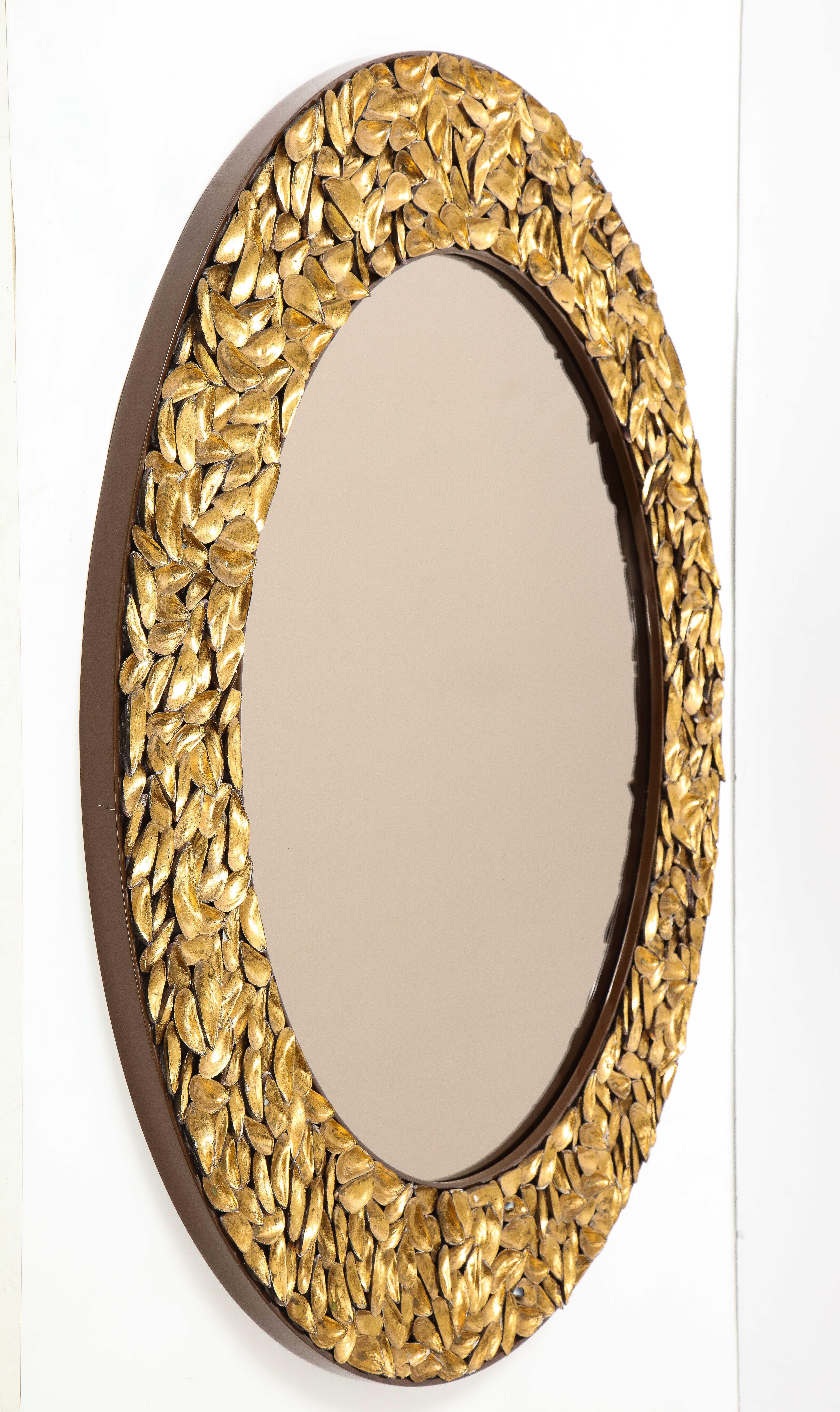 Thomas Boog French Unique Gilded Mussel Shell Mirror For Sale 4