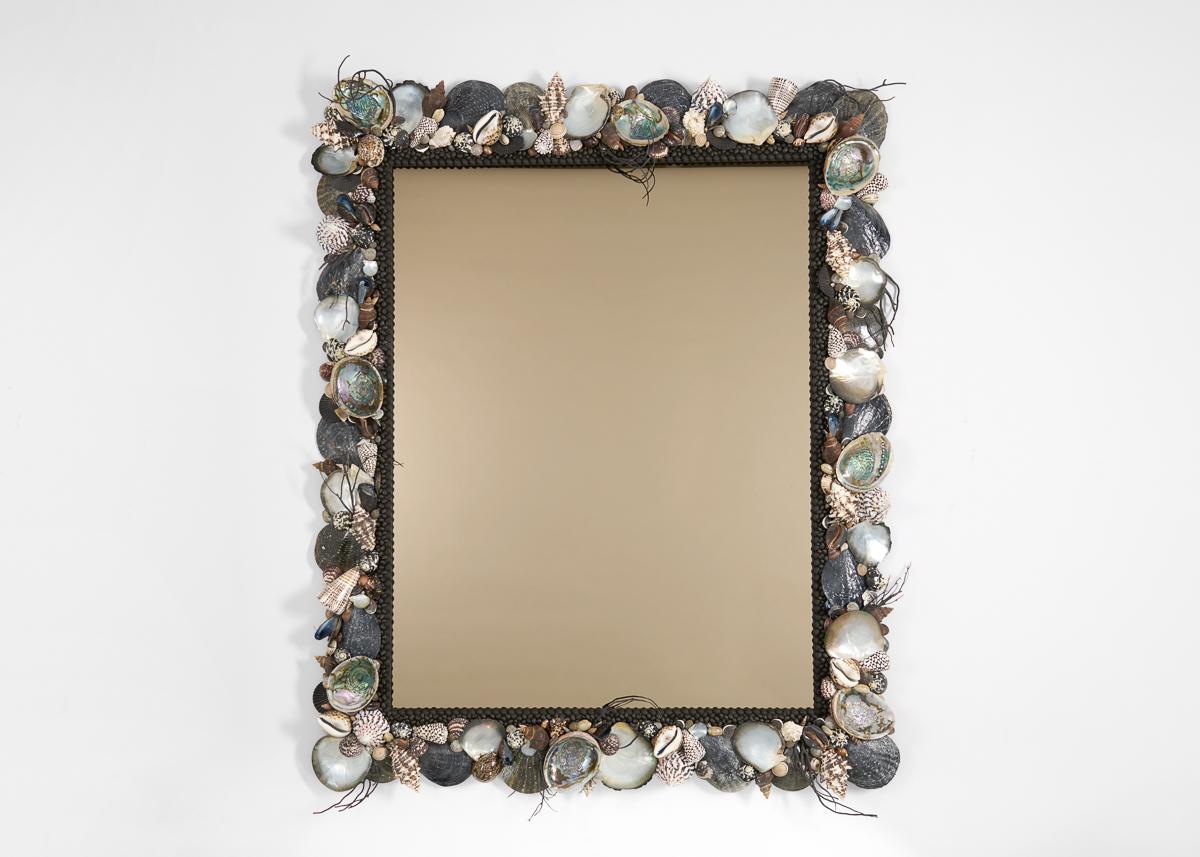Abalone Thomas Boog, Large Rectangular Baroque-style coquillage Mirror, France, 2012 For Sale