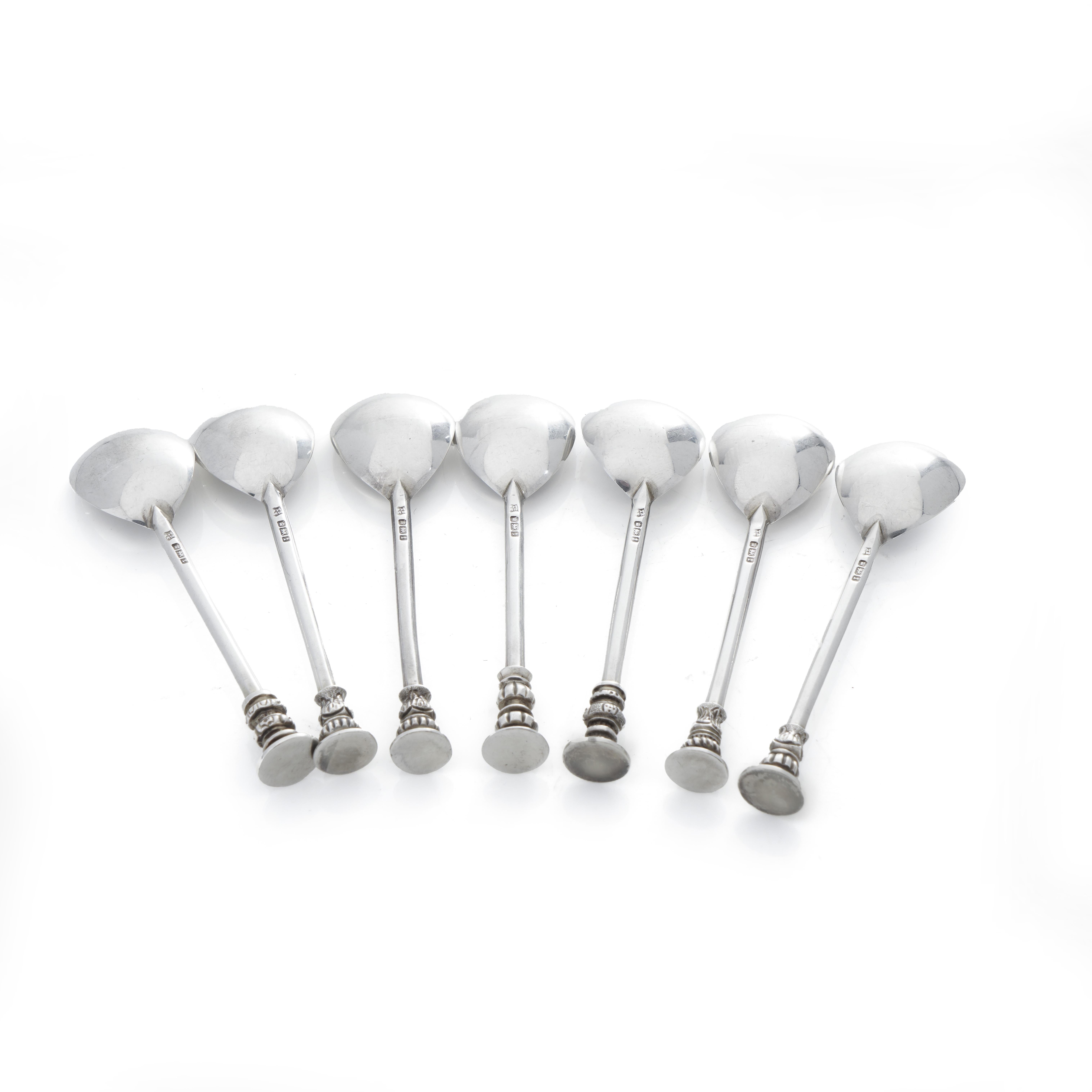 Britannico Thomas Bradbury & Sons Ltd. Antico set di 7 cucchiai da tè in argento sterling di epoca edoardiana in vendita