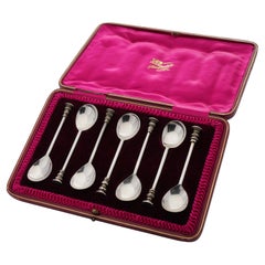 Thomas Bradbury & Sons Ltd Antiker edwardianischer Teelöffel aus Sterlingsilber, 7er-Set, Edwardian