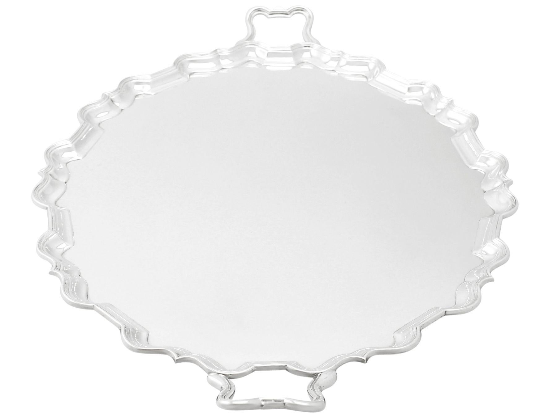 Other Thomas Bradbury & Sons Ltd Antique English Sterling Silver Two Handled Tea Tray For Sale