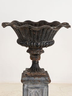 Thomas Bradford Manchester Cast Iron Urn Tazza on Plinth, English Late 19th C.