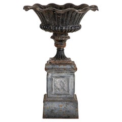 Thomas Bradford Manchester Cast Iron Urn Tazza on Plinth, English Late 19th C.