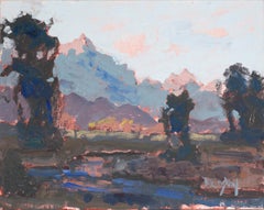 Sunset at Grand Teton National Park - Plein Aire Landscape in Oil on Board