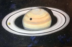 "Saturn with Titan" large scale watercolor painting 