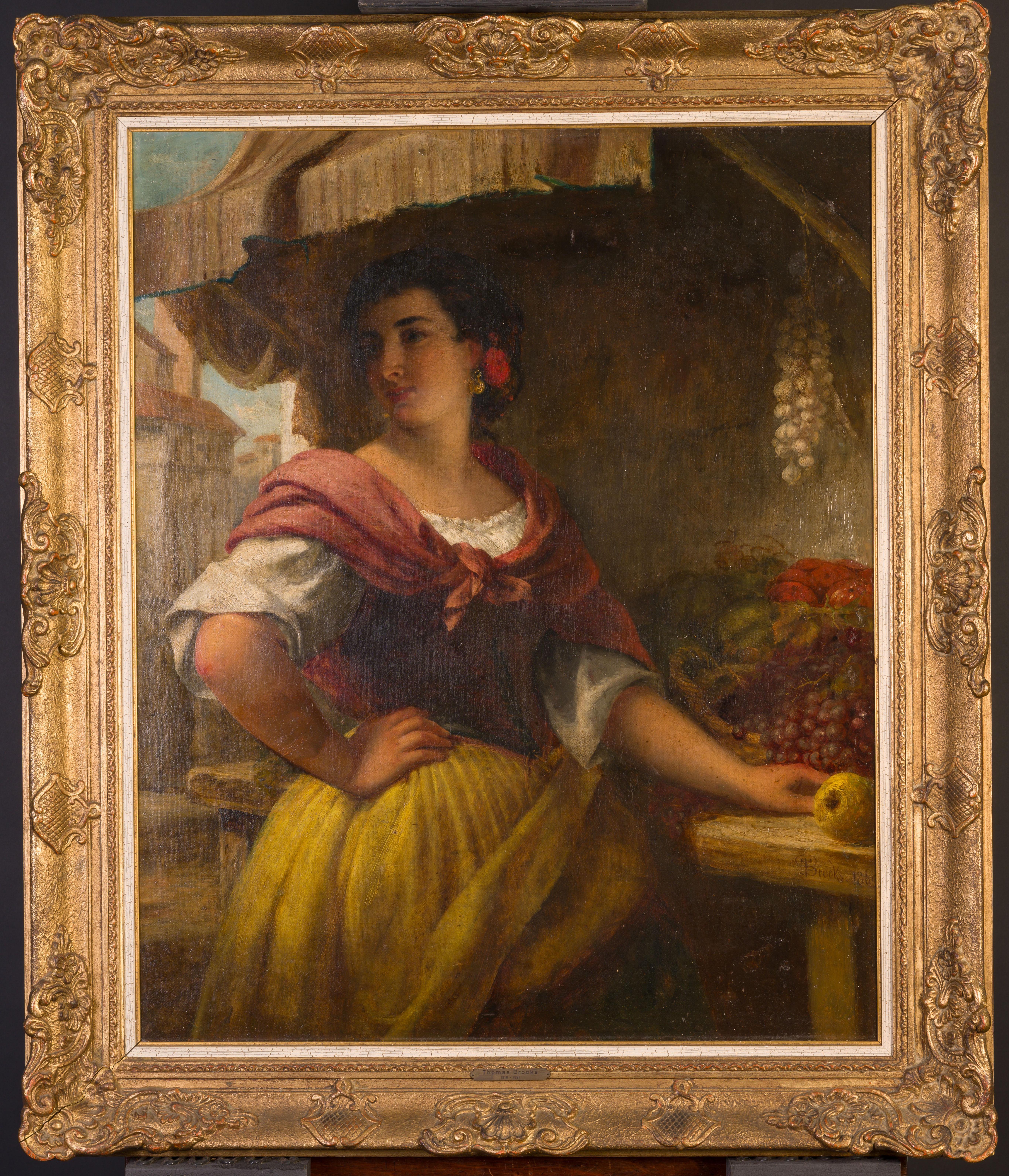 Thomas Brooks Portrait Painting - Portrait of a Spanish fruit seller