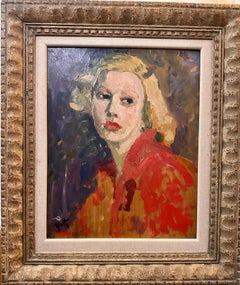 Portrait d'une dame en robe rouge, début du 20e siècle