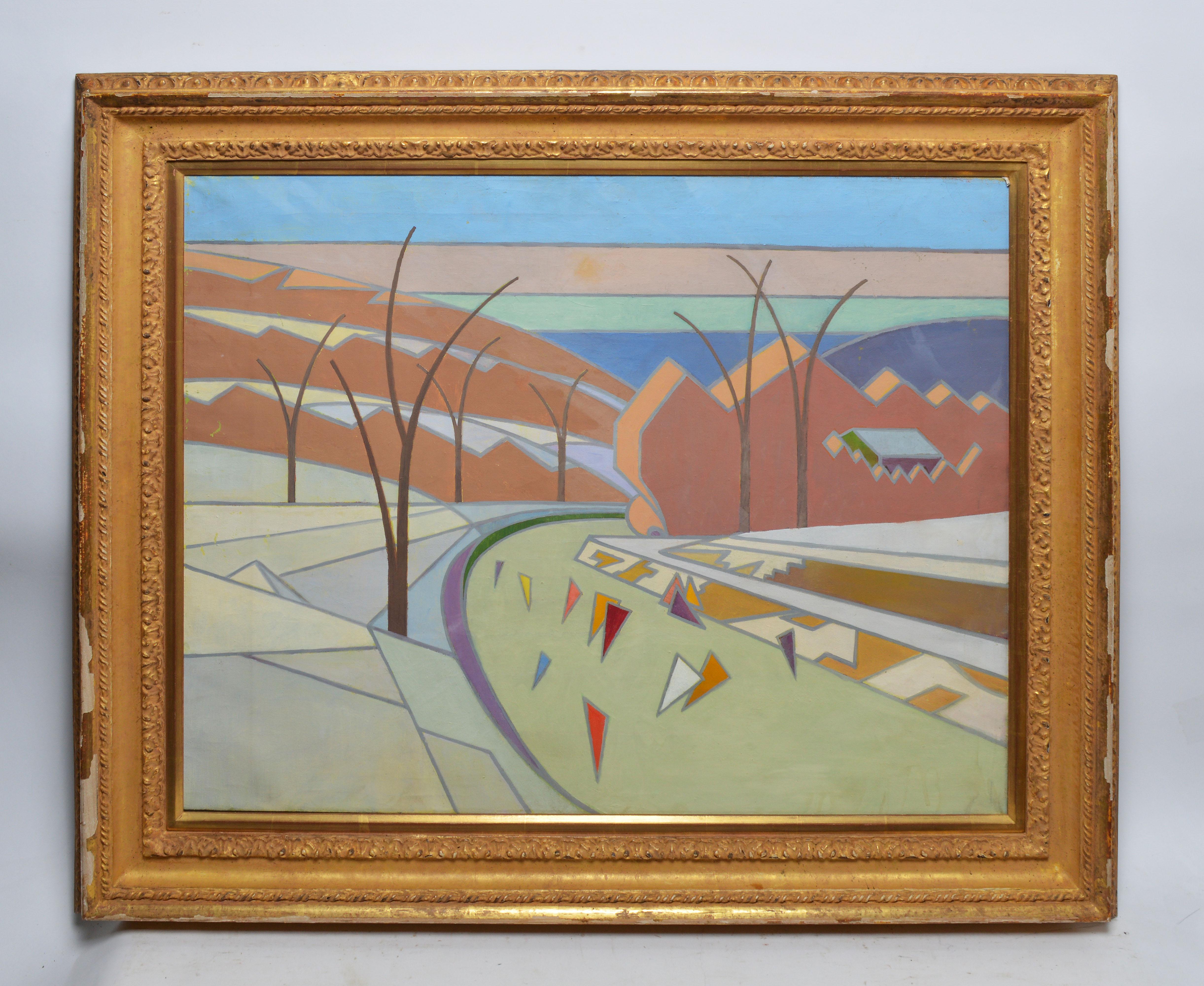 American Mid Century Modern Abstract Landscape by Thomas Eldred - Painting by Thomas Brownell Eldred