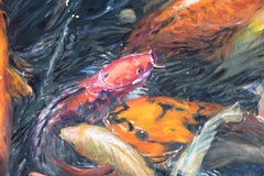 Koi Fish Water Motion Movement Neo Impressionism Realism Contemporary Signed