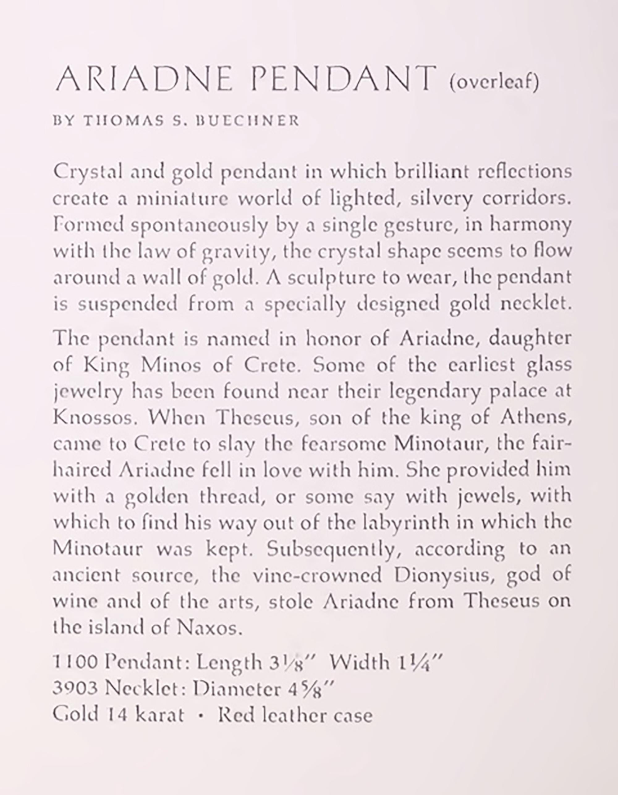 Thomas Buechner for Steuben 14K Gold Crystal Glass Choker Pendant Necklace 3