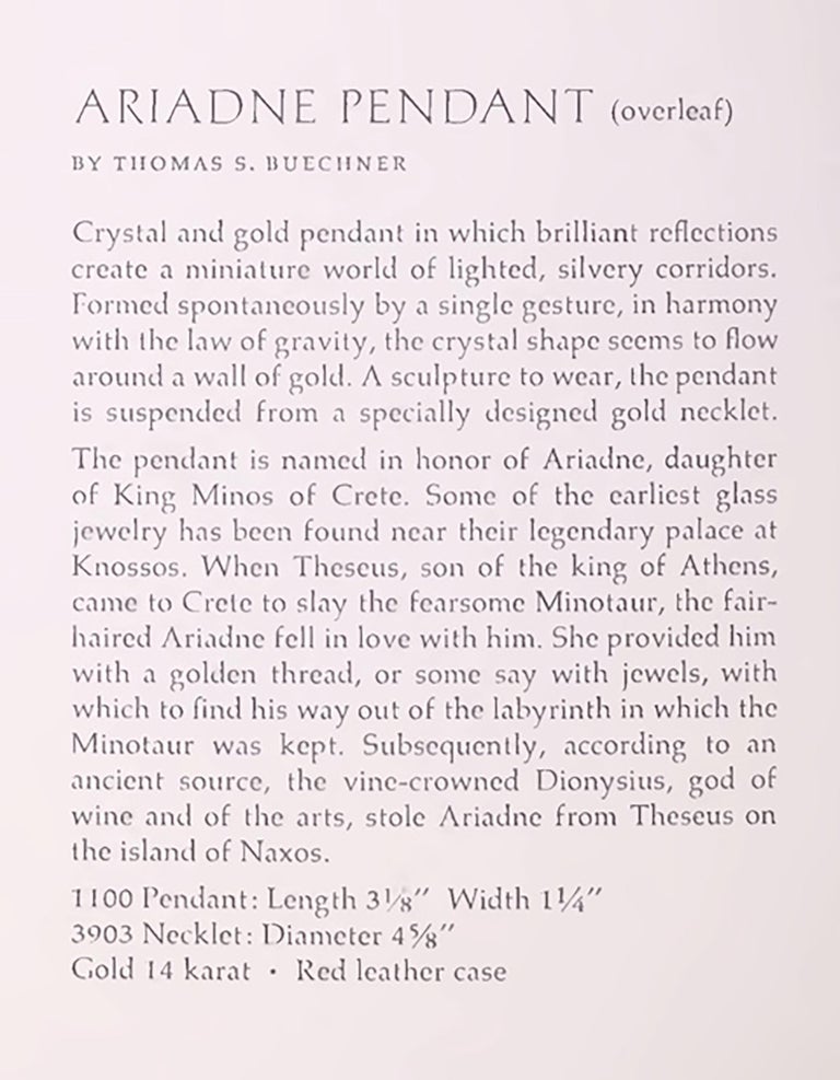 Thomas Buechner for Steuben 14K Gold Crystal Glass Choker Pendant Necklace For Sale 4