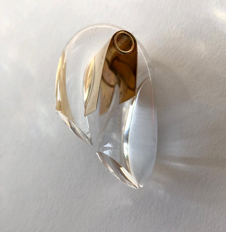 Women's Thomas Buechner for Steuben 14K Gold Crystal Glass Choker Pendant Necklace For Sale