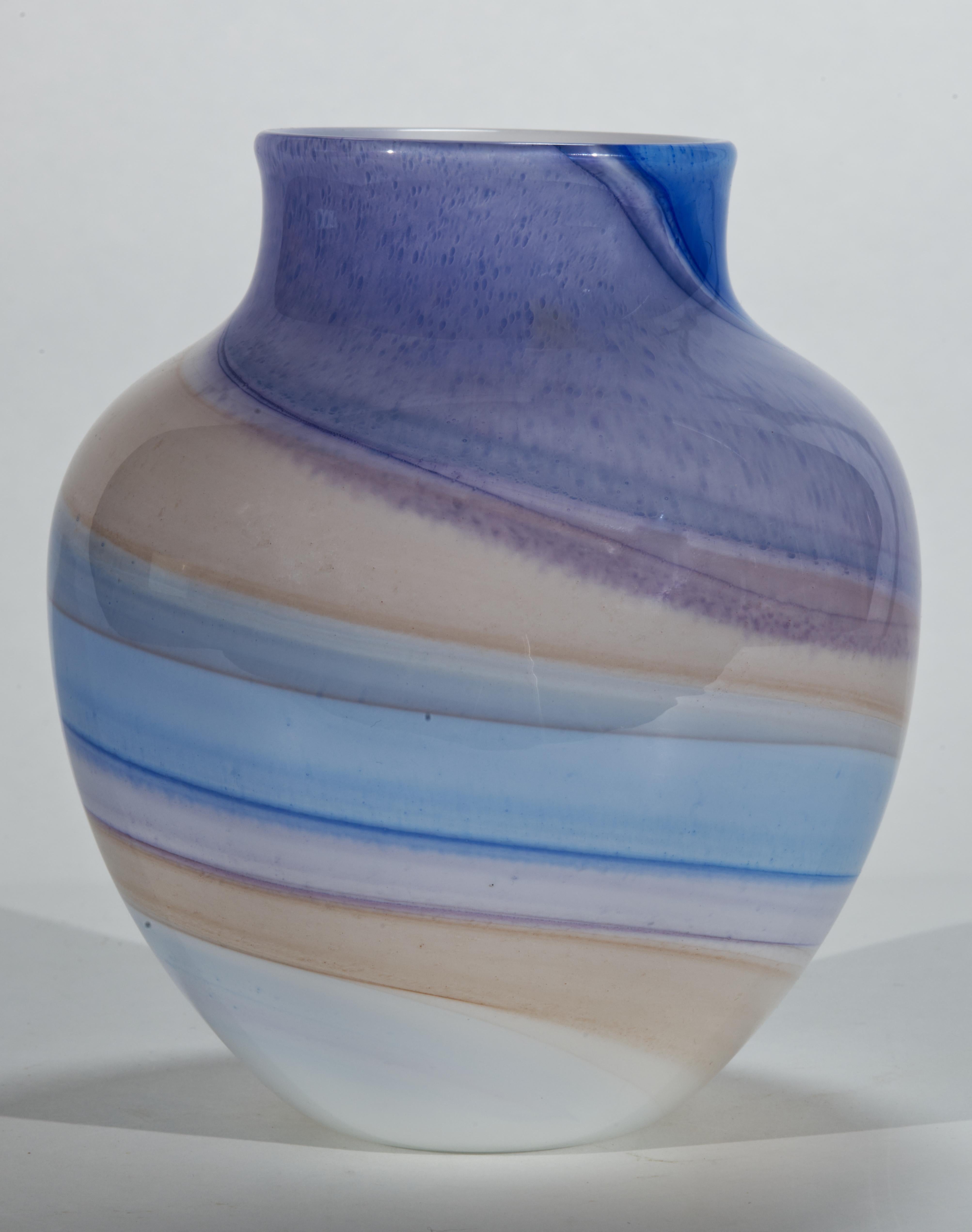 Thomas Buechner III for Vitrix Hot Glass Studio Striped Vase, NY Art Glass For Sale 4