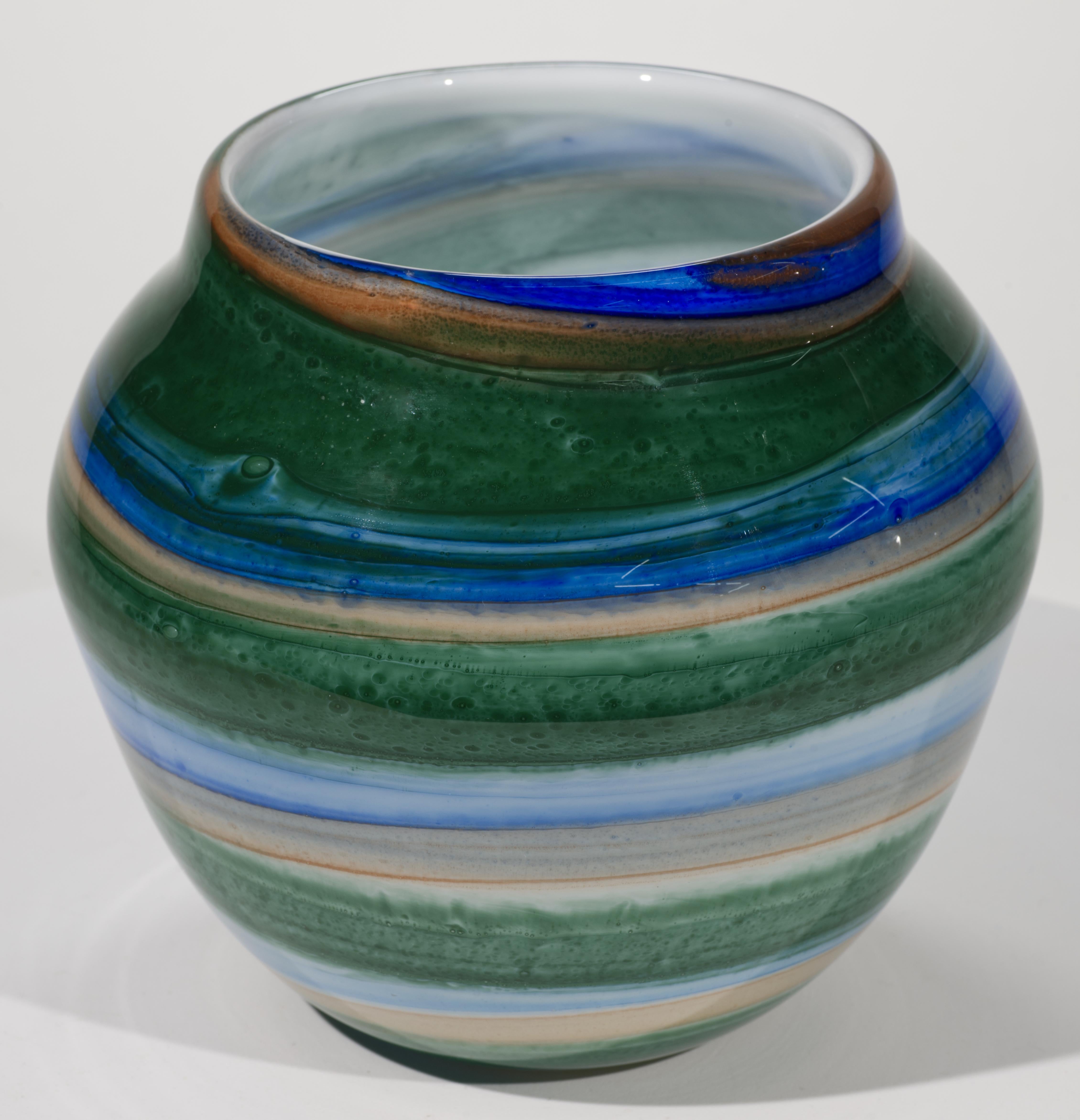 Thomas Buechner III para Vitrix Hot Glass Studio Jarrón rayado, NY Art Glass 4