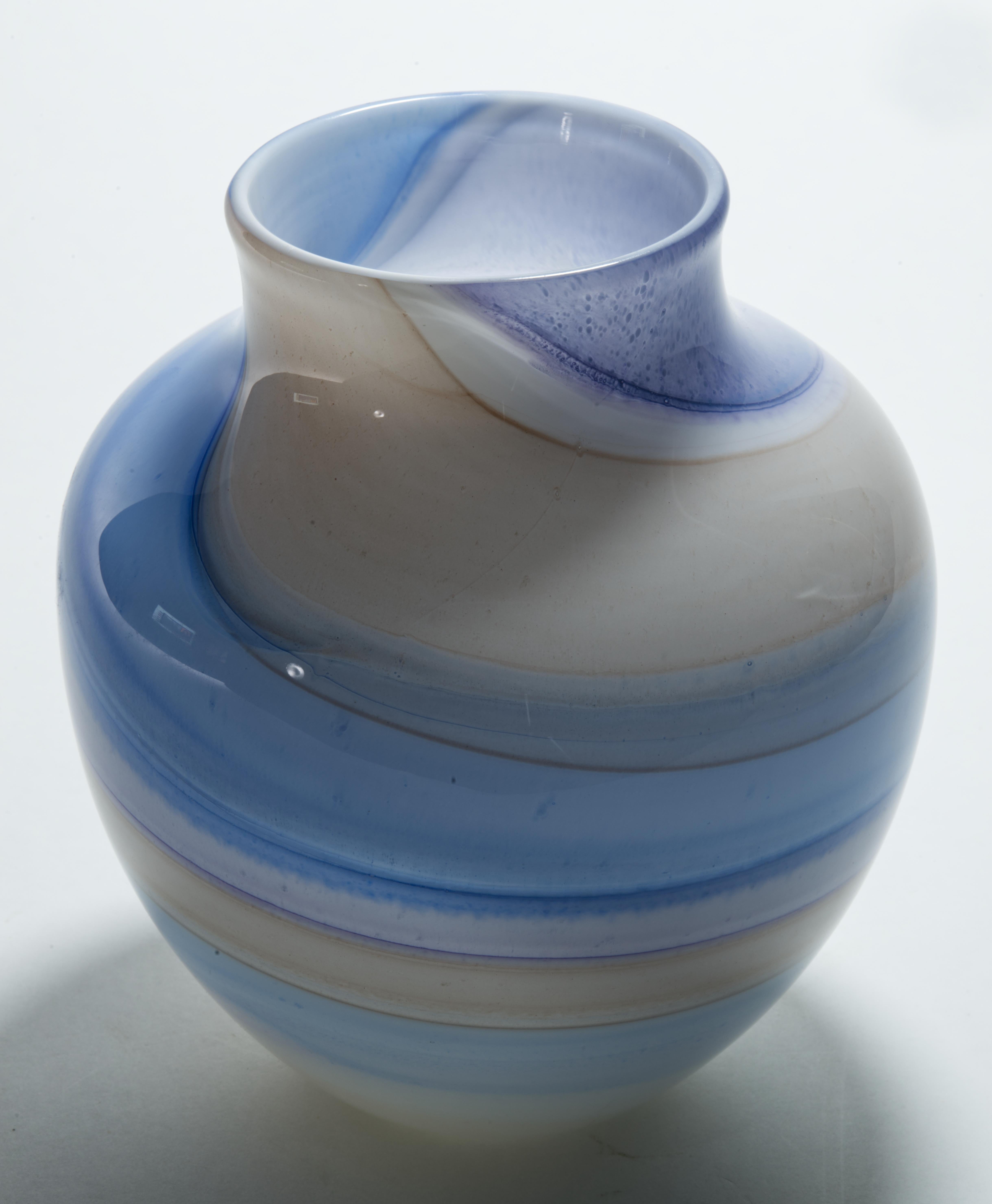 Organic Modern Thomas Buechner III for Vitrix Hot Glass Studio Striped Vase, NY Art Glass For Sale