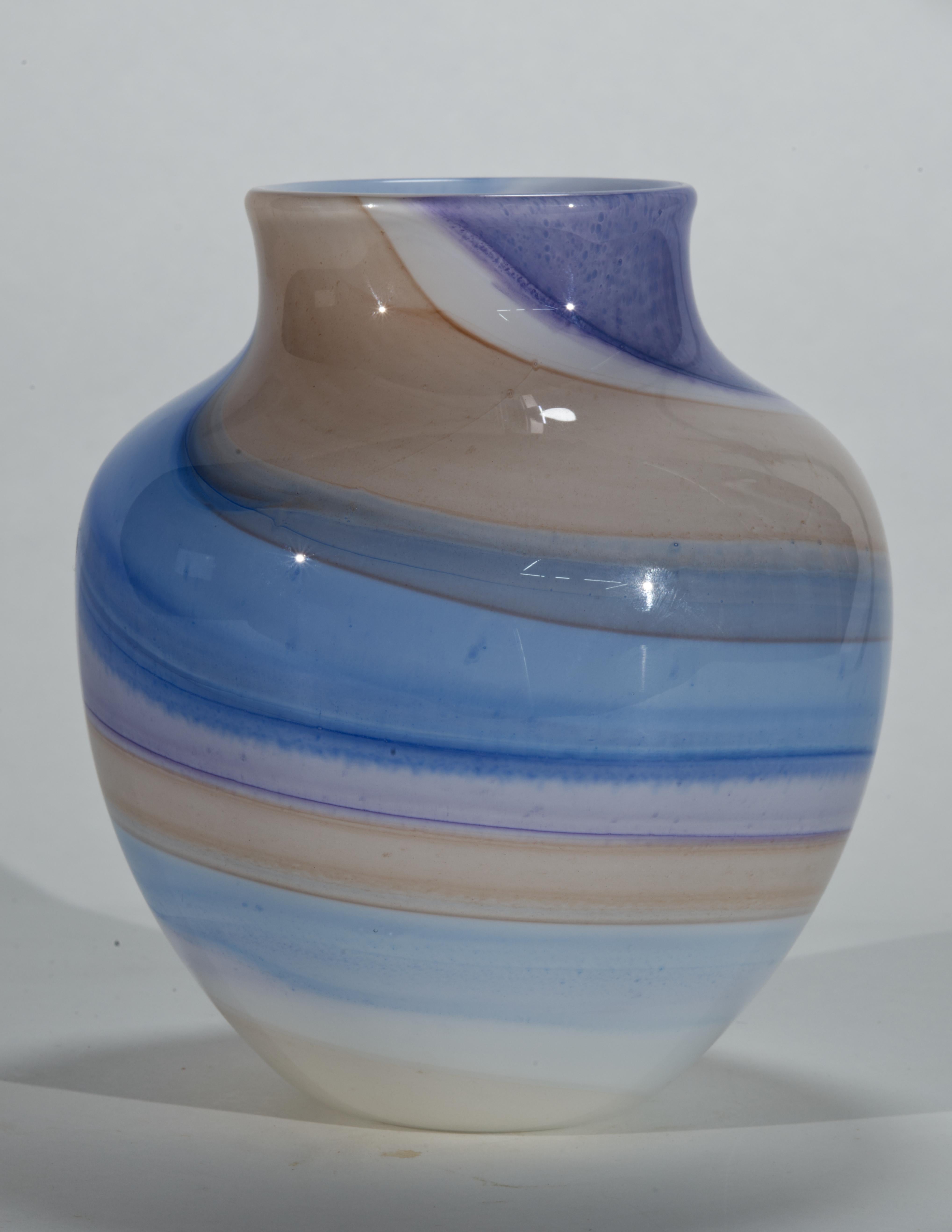 American Thomas Buechner III for Vitrix Hot Glass Studio Striped Vase, NY Art Glass For Sale