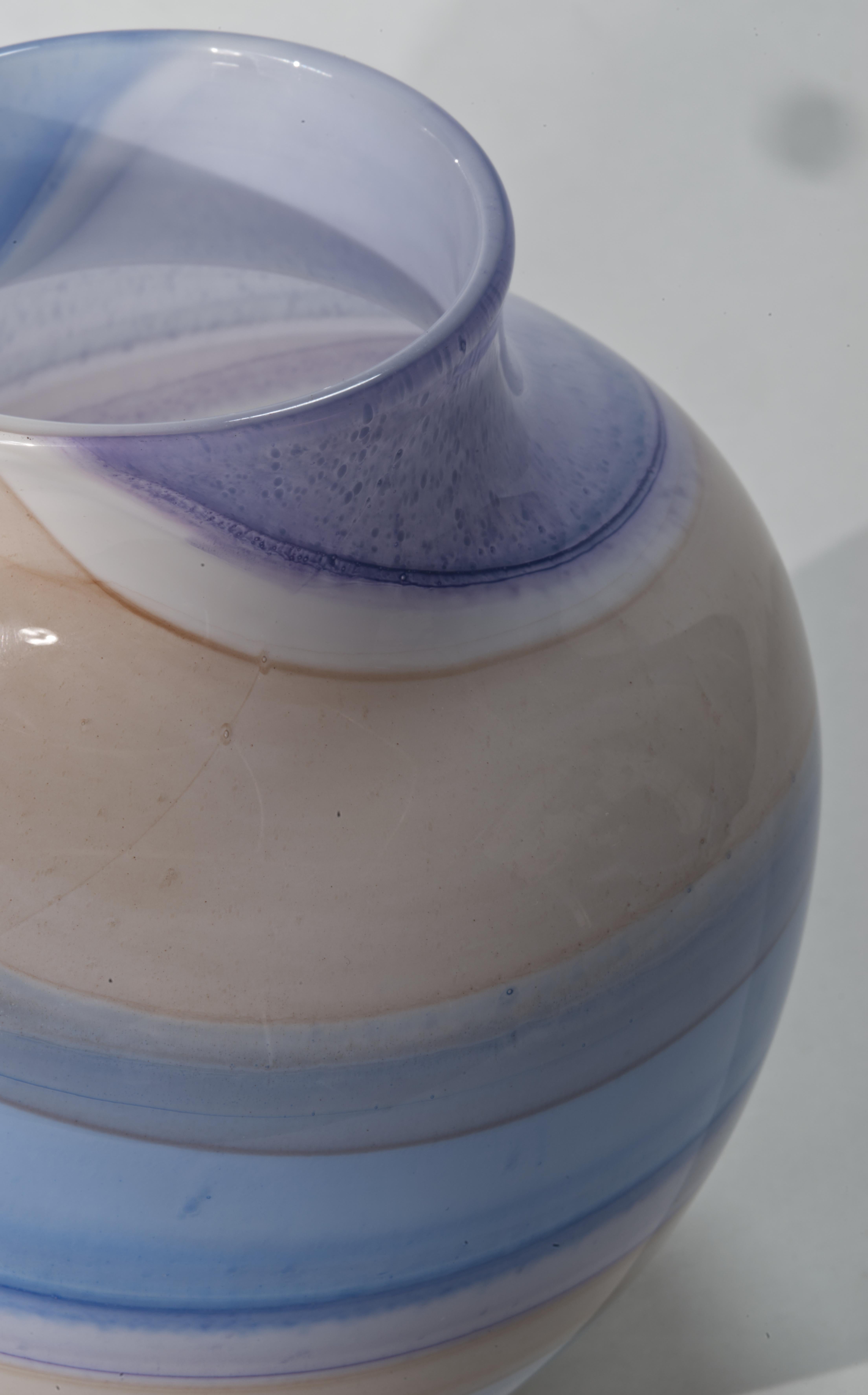 Late 20th Century Thomas Buechner III for Vitrix Hot Glass Studio Striped Vase, NY Art Glass For Sale