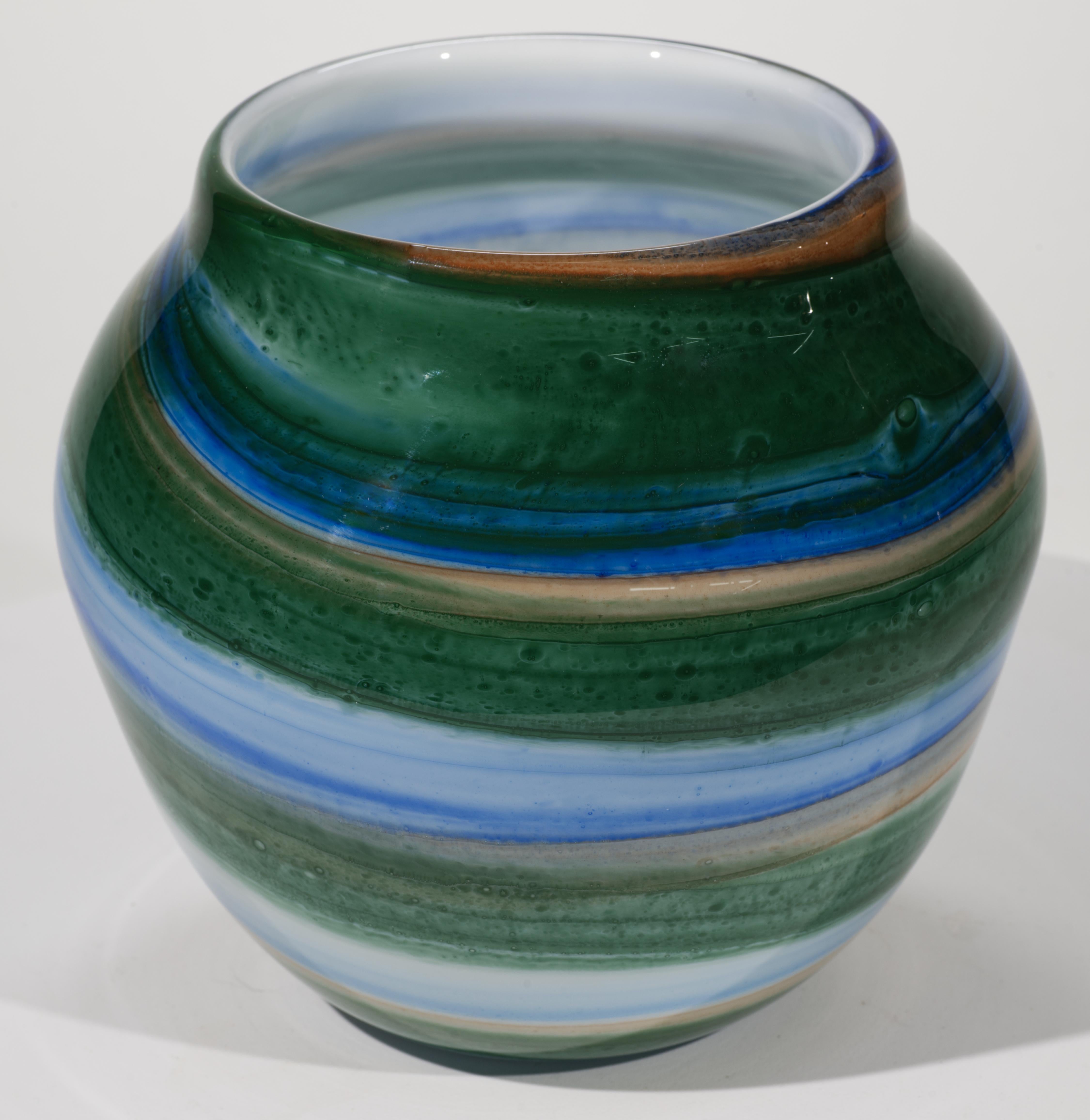Thomas Buechner III para Vitrix Hot Glass Studio Jarrón rayado, NY Art Glass 2