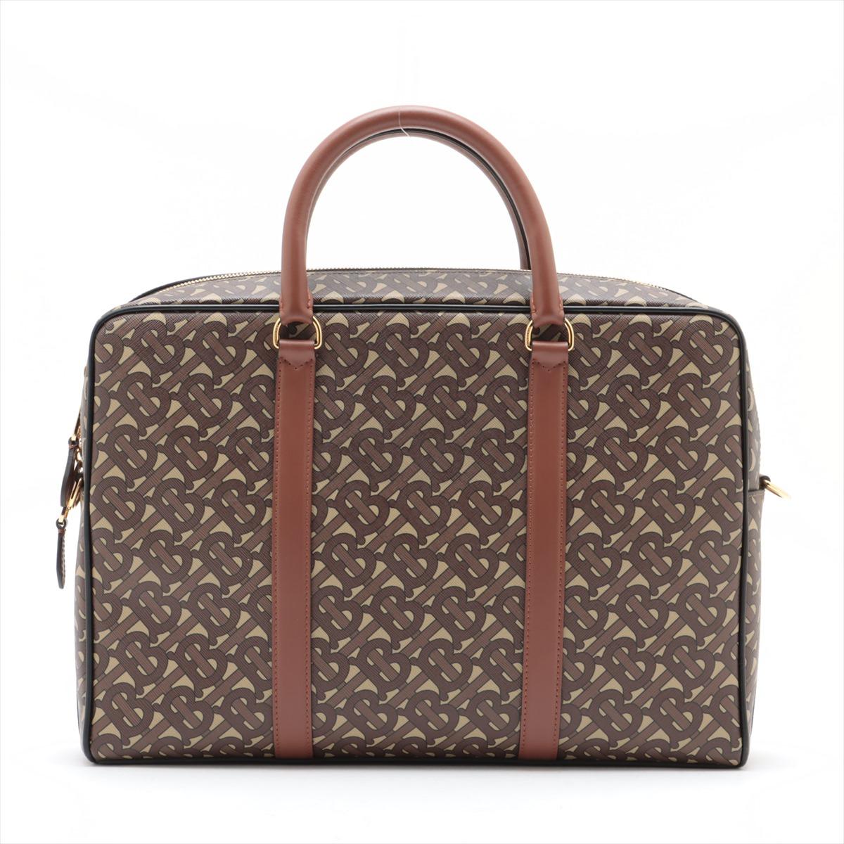 Gray Thomas Burberry TB Monogram Two-Way Business Bag Brown For Sale