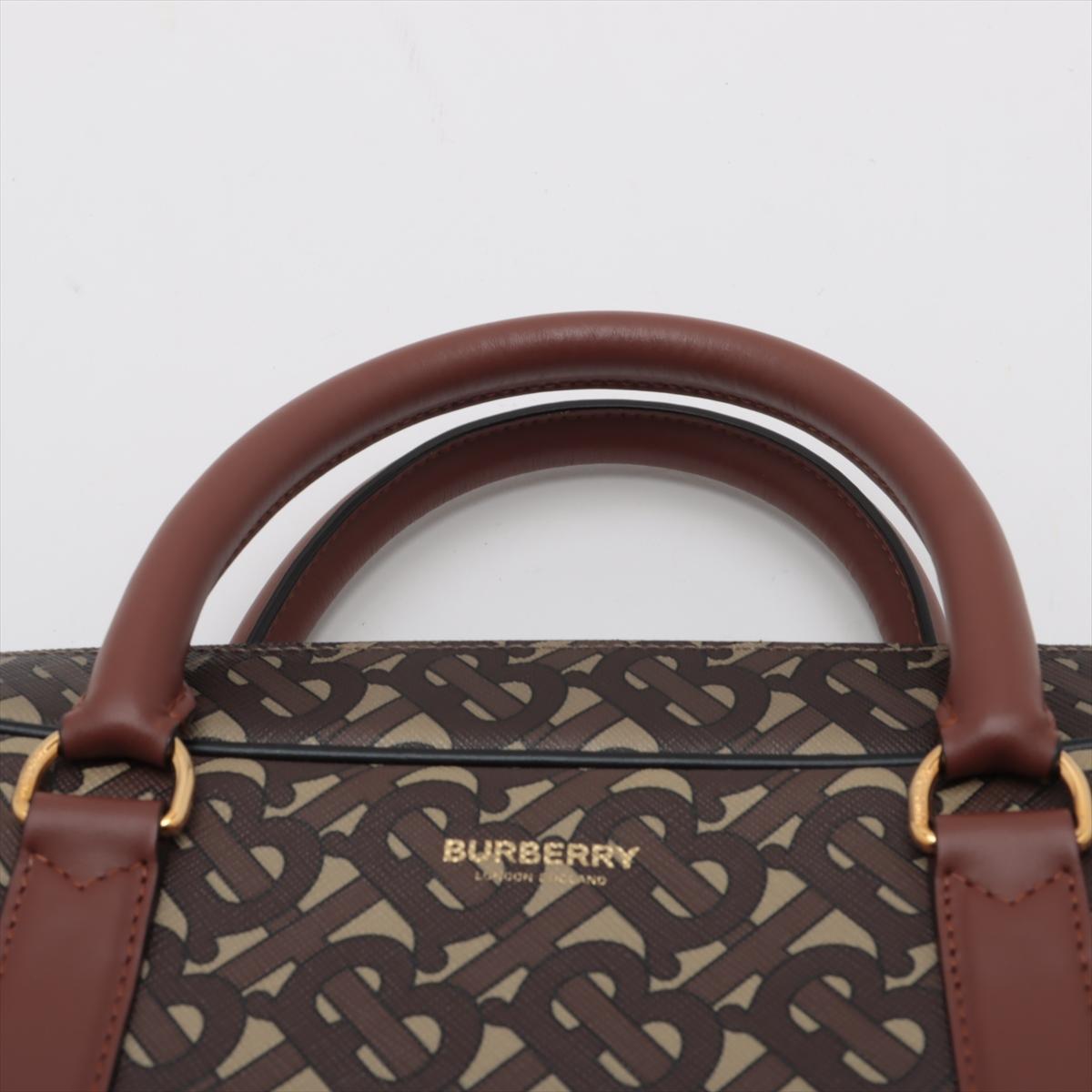Thomas Burberry TB Monogram Two-Way Business Bag Brown For Sale 1