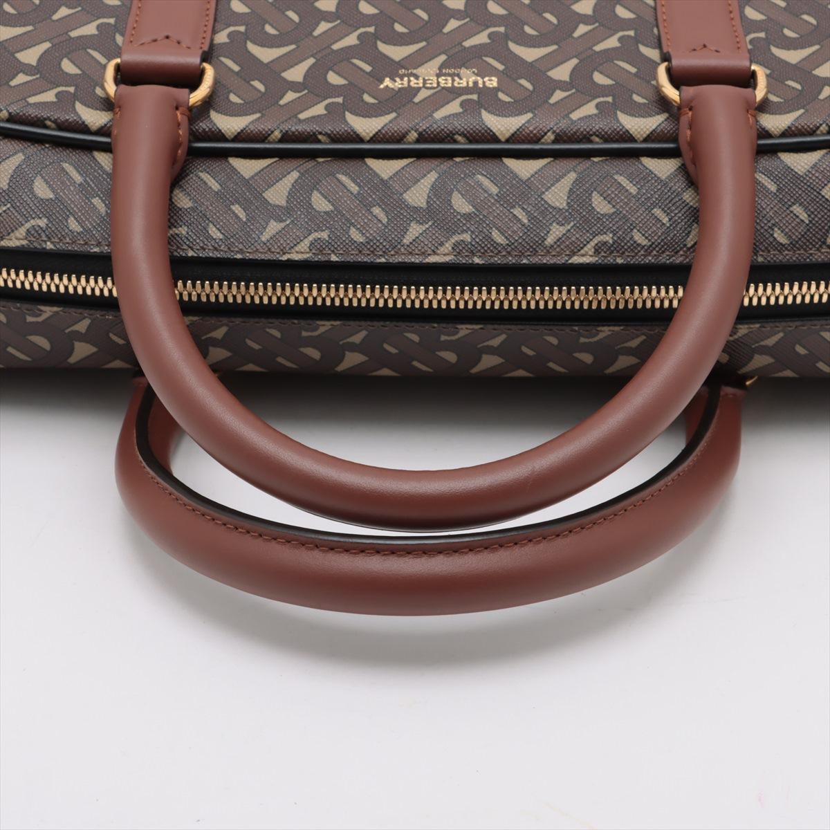 Thomas Burberry TB Monogram Two-Way Business Bag Brown For Sale 2