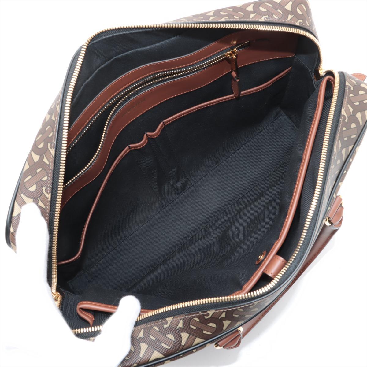 Thomas Burberry TB Monogram Two-Way Business Bag Brown For Sale 4
