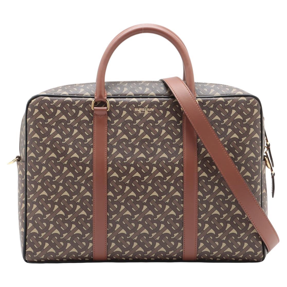 Thomas Burberry TB Monogram Two-Way Business Bag Brown For Sale