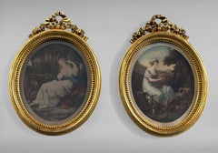 Thomas Burke Nach Angelika Kauffman Paar ovale Stiche in vergoldeten französischen Rahmen