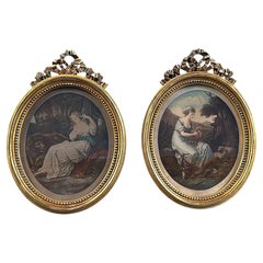 Thomas Burke Nach Angelika Kauffman Paar ovale Stiche in vergoldeten französischen Rahmen