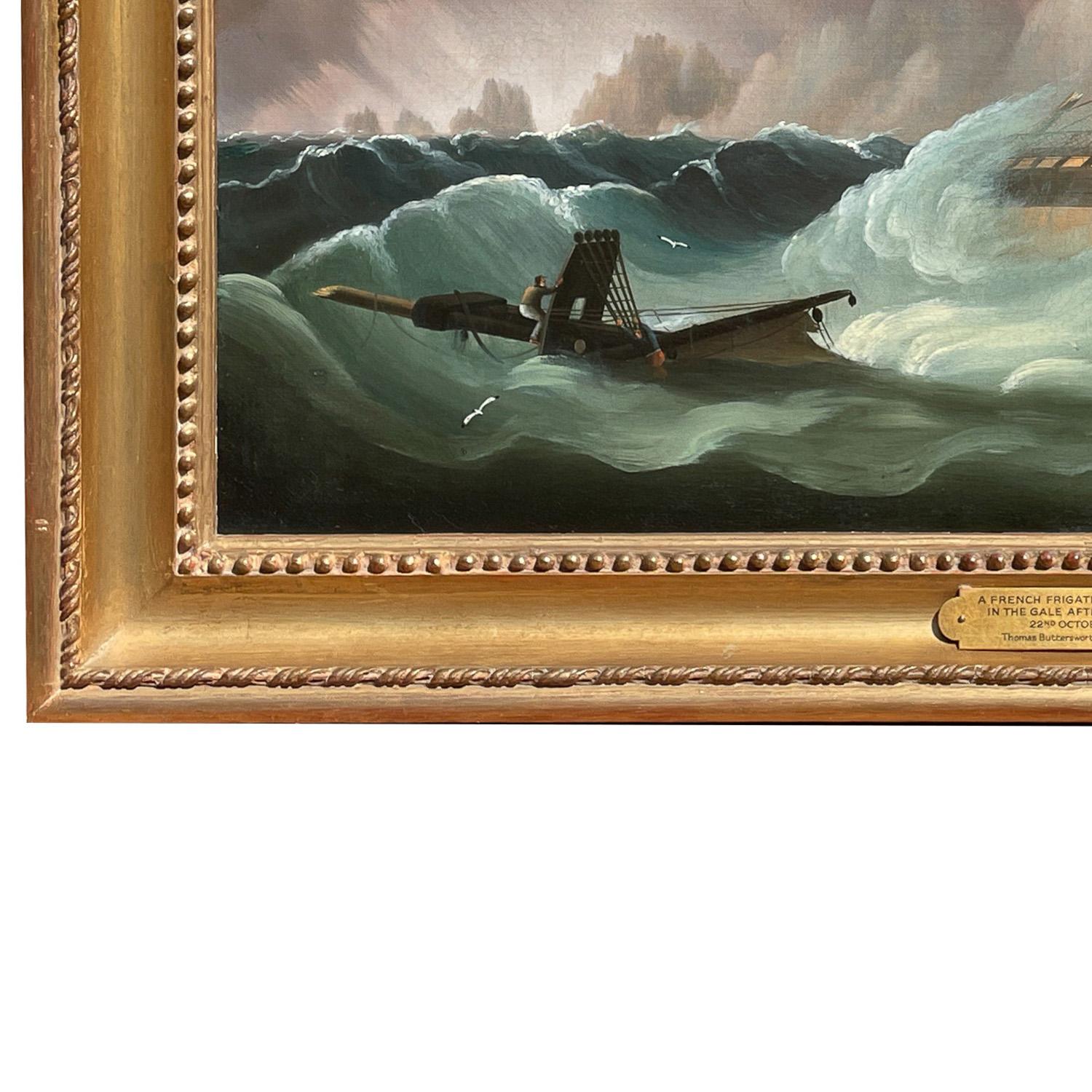 Dipinto ad olio di navi della Marina Militare Antique French Frigate After Battle of Trafalgar in vendita 5