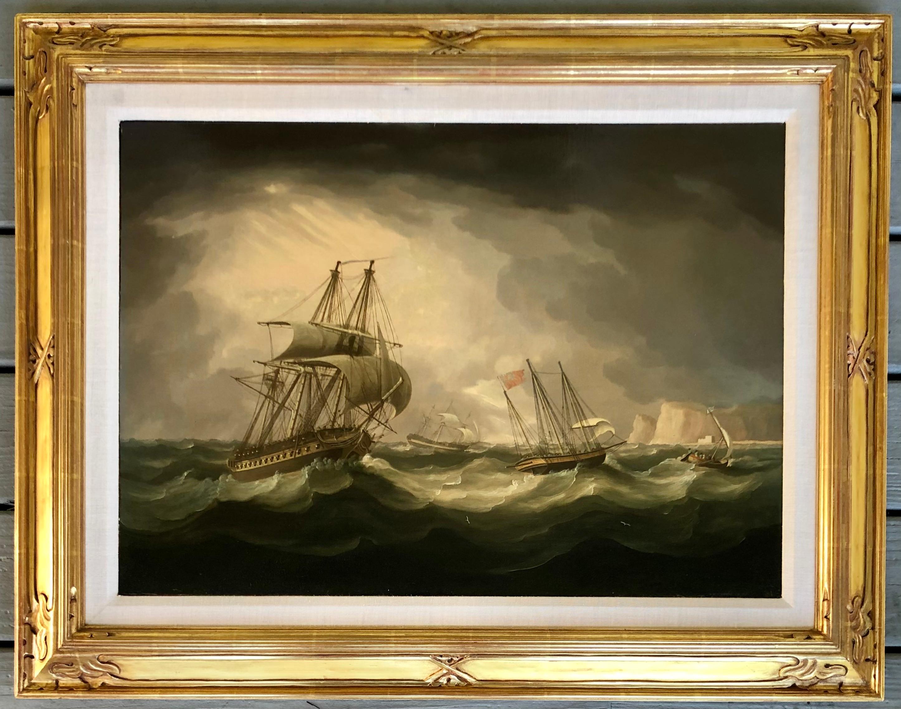 Heavy Seas Off Dover - Old Masters Painting by Thomas Buttersworth