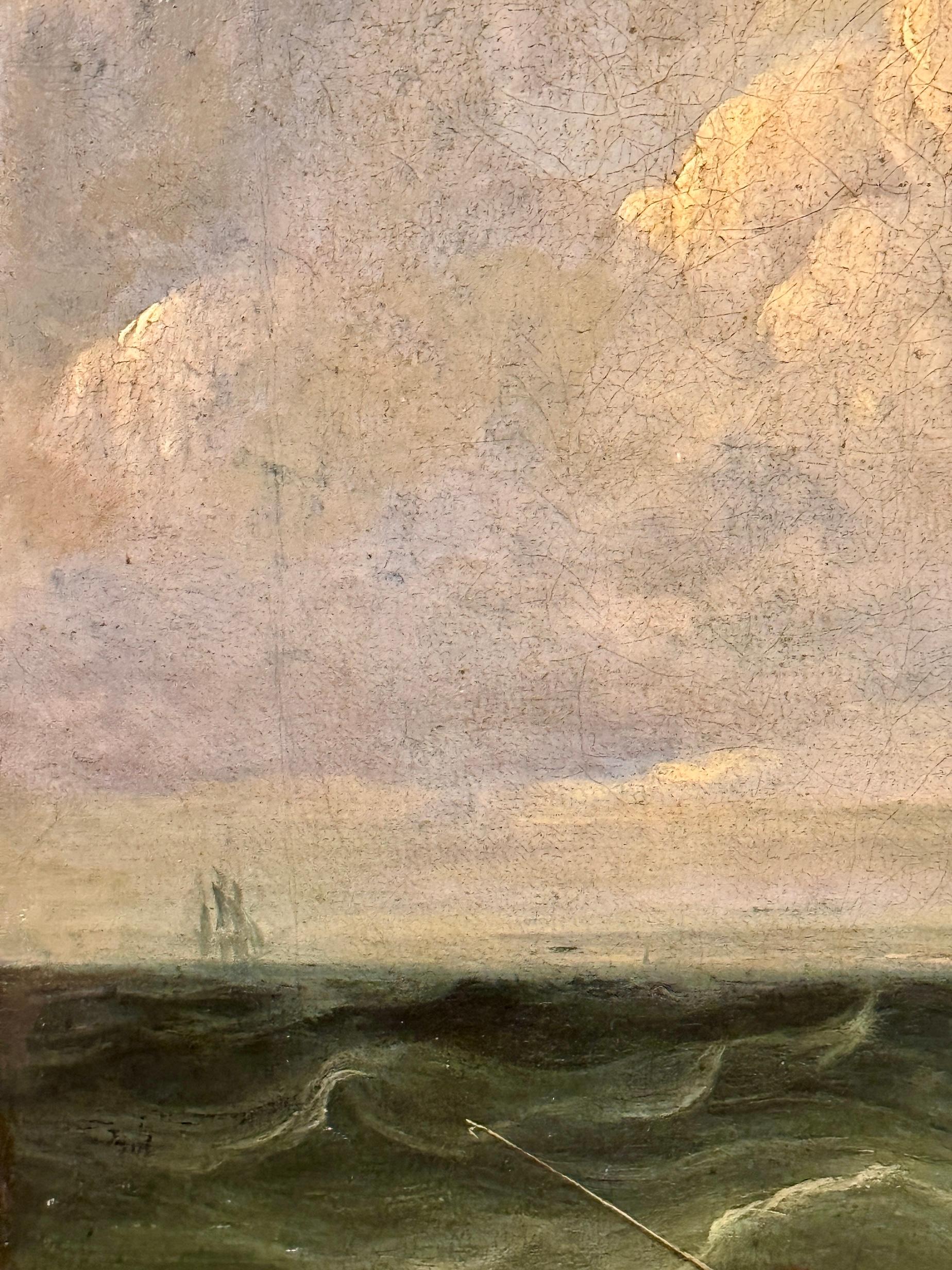 Marine Battle, 19th century English Frigate in battle with a French schooner 2